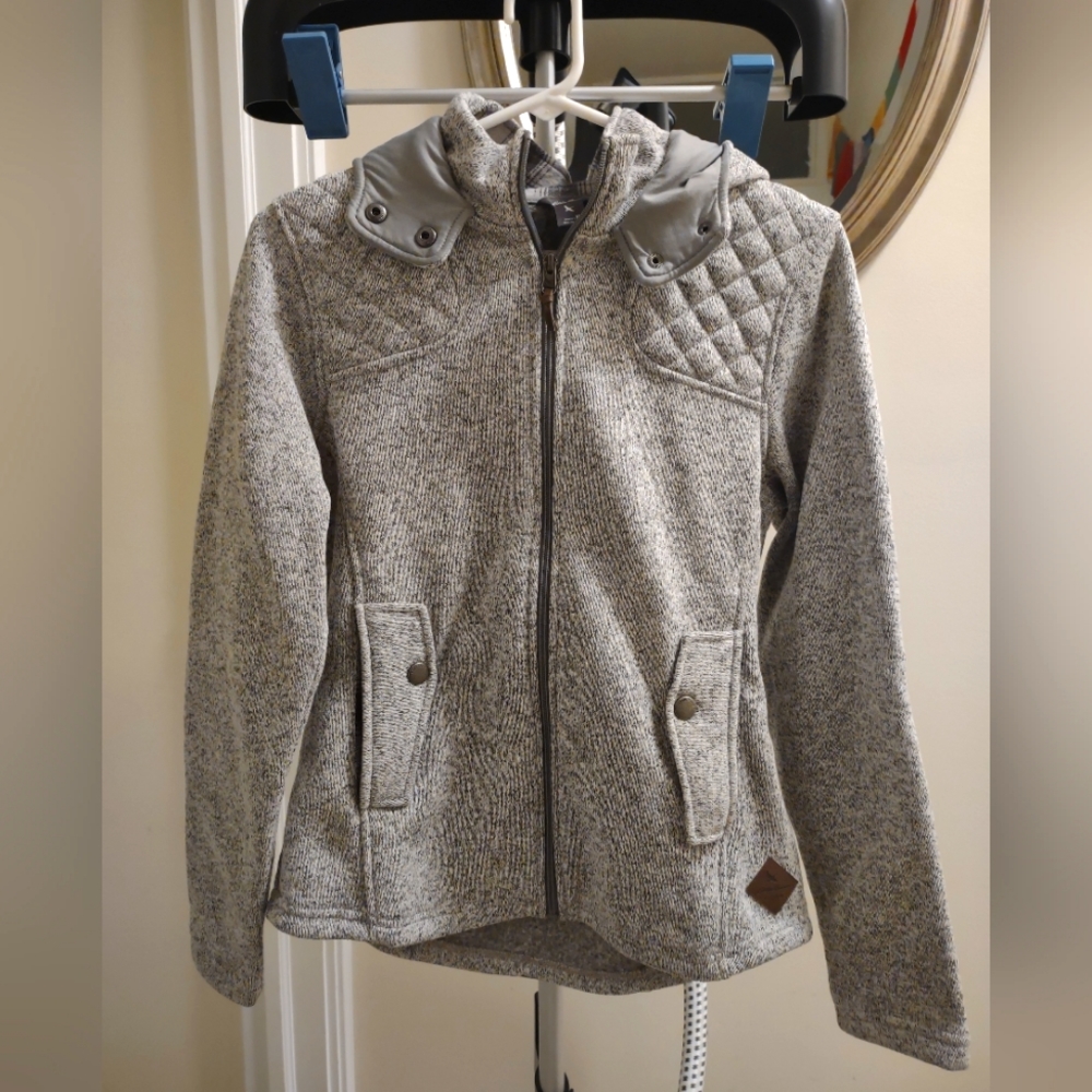 Eddie Bauer Quilted Hooded Jacket w elbow patches